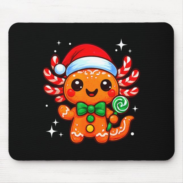 Axolotl Xmas Hat Santa Cute Funny Christmas Pajama Mouse Pad (Front)