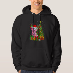Axolotl Xmas Holiday Santa Axolotl Christmas Tree Hoodie