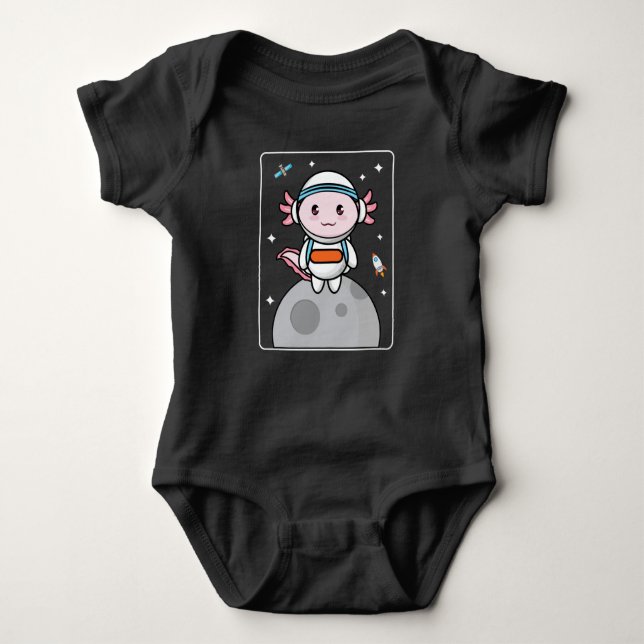 Axolotls Axolotl Space Moon Kawaii Baby Bodysuit (Front)