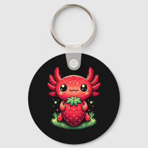 Axolotls Cute Strawberry Summer Fruit Lover Kawaii Key Ring