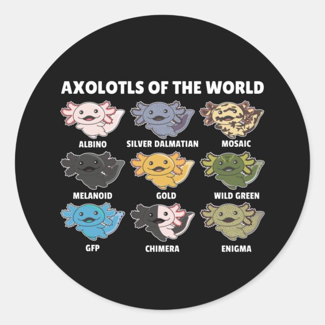 Axolotls From The World Sweet Animals Axolotl Clas Classic Round Sticker (Front)