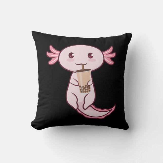 Axolots Lover Pet Animal Axolotl Bubble Tea Kawaii Cushion (Front)
