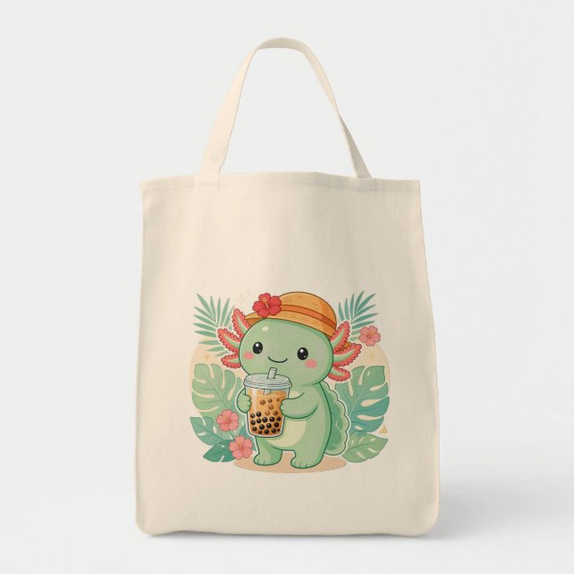 Axolotxl green tote bags (Front)