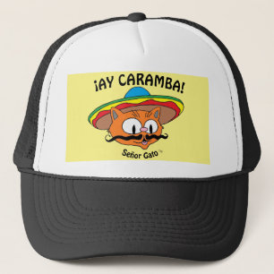 ¡AY CARAMBA! Senor Gato Mexican Cartoon Cat Trucker Hat
