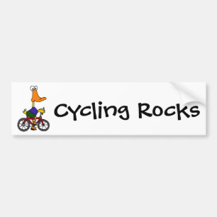 AY- Duck Riding Bicycle Cartoon Bumper Sticker