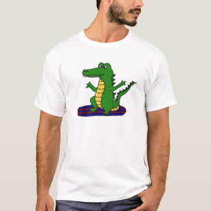 AY- Funny Surfing Alligator Cartoon T-Shirt