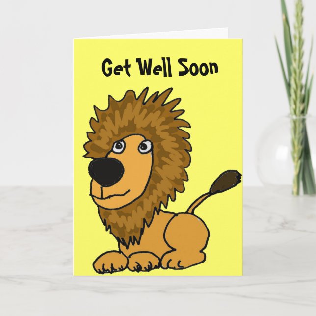 AY- Lion Cartoon Get Well Card (Front)