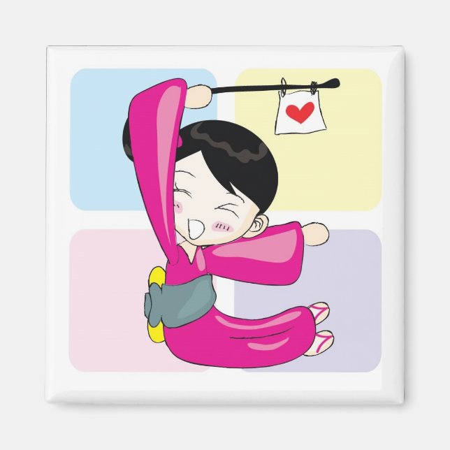 Aya-chan E-shape Square Magnet (Front)