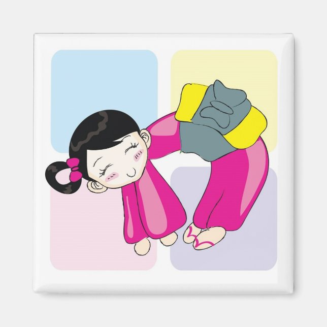 Aya-chan O-shape Square Magnet (Front)