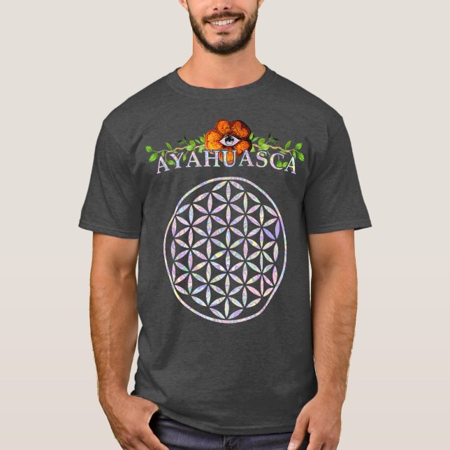 Ayahuasca Mandala Sacred Geometry Flower of Life T-Shirt (Front)