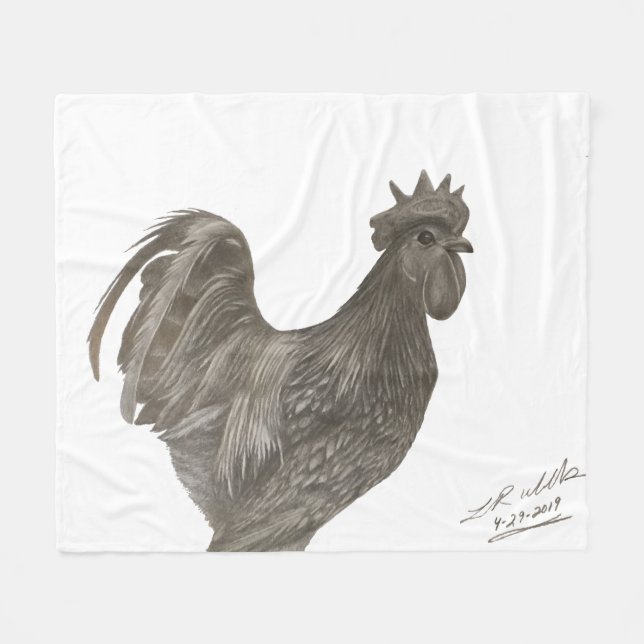 Ayam Cemani Rooster blanket by Laurene Wells (Front (Horizontal))