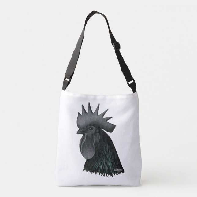 Ayam Cemani Rooster Head Crossbody Bag (Back)