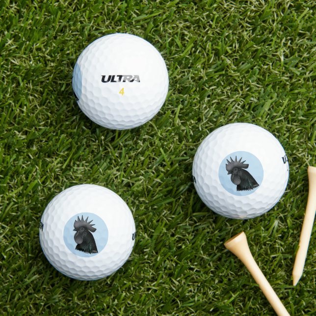 Ayam Cemani Rooster Head Golf Balls (Insitu Grass)