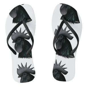 Ayam Cemani Rooster Head Jandals