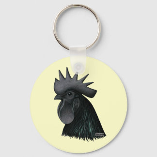 Ayam Cemani Rooster Head Key Ring