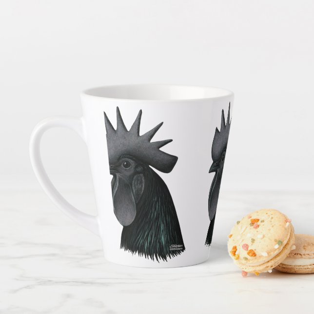 Ayam Cemani Rooster Head Latte Mug (In Situ)