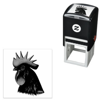 Ayam Cemani Rooster Head Self-inking Stamp