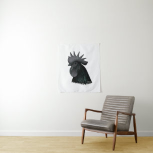 Ayam Cemani Rooster Head Tapestry