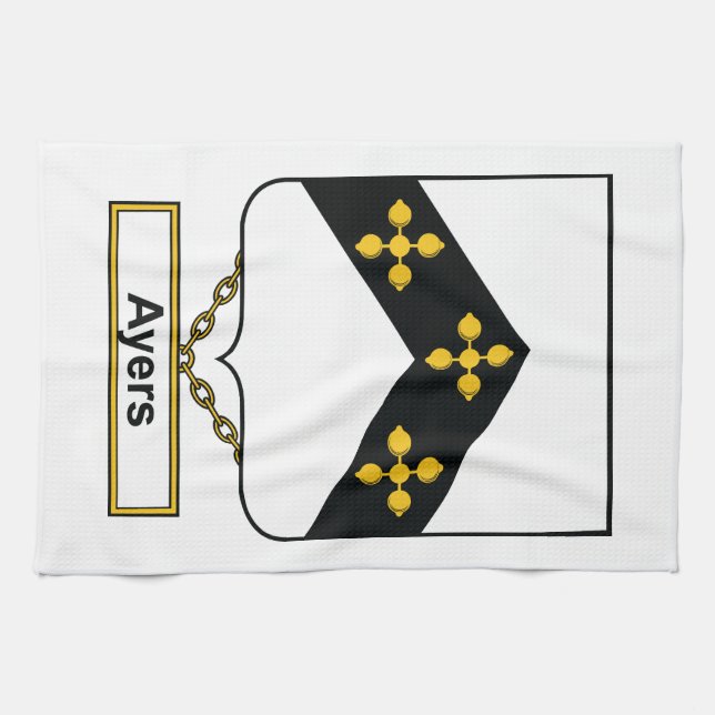 Ayers Family Crest Tea Towel (Horizontal)