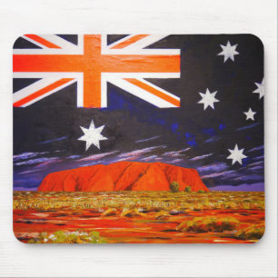 Ayers rock and australian flag mouse pad