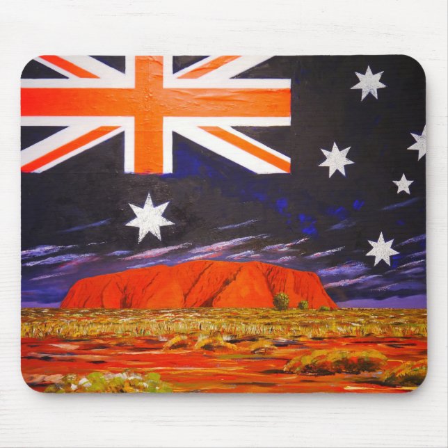 Ayers rock and australian flag mouse pad (Front)