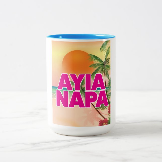 Ayia Napa Holiday poster Two-Tone Coffee Mug (Center)