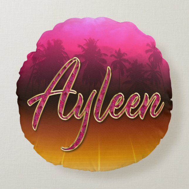 Ayleen first name name golden pink pillow (Front)
