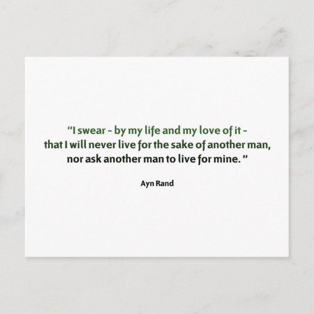 Ayn Rand Quote Postcard (Front)