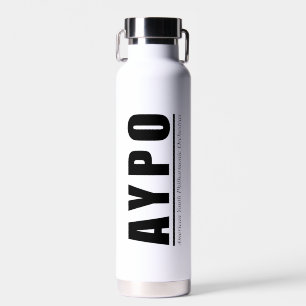 AYPO Water Bottle White with Black Logo