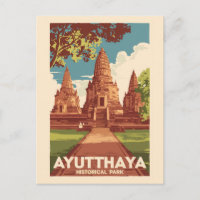 Ayutthaya Historical Park Illustration Travel Art