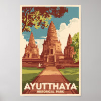 Ayutthaya Historical Park Illustration Travel Art
