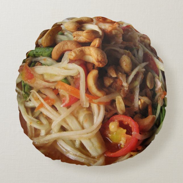 Ayutthaya Spicy Papaya Salad [Som Tam] with Cashew Round Cushion (Front)