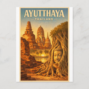 Ayutthaya, Thailand, in a timeless retro Postcard