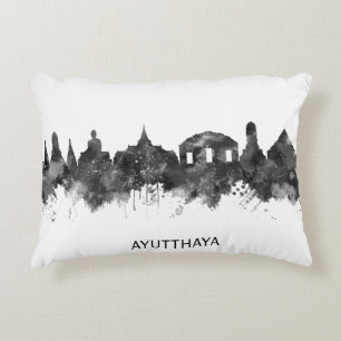 Ayutthaya Thailand Skyline BW Decorative Cushion