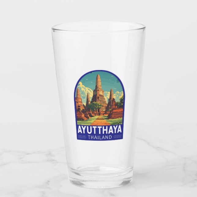 Ayutthaya Thailand Travel Art Emblem Glass (Front)