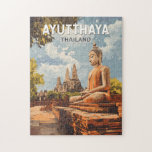 Ayutthaya Thailand Travel Art Vintage Jigsaw Puzzle<br><div class="desc">Ayutthaya retro vector travel design. The ruins of the old city now form the Ayutthaya Historical Park,  an archaeological site that contains palaces,  Buddhist temples,  monasteries and statues.</div>