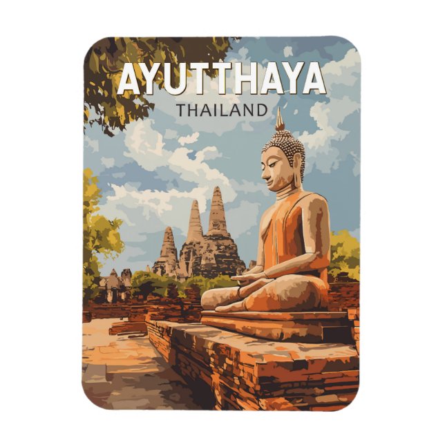Ayutthaya Thailand Travel Art Vintage Magnet (Vertical)