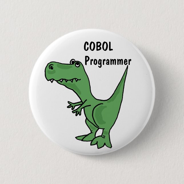 AZ- COBOL Programmer Dinosaur Button (Front)
