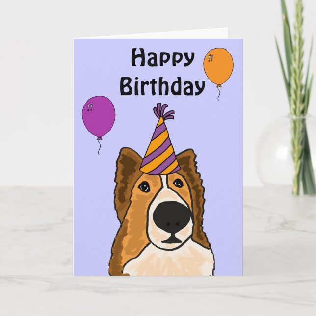 AZ- Cute Sheltie Dog Birthday Card (Front)