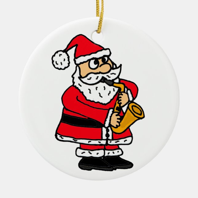 AZ- Santa Playing Saxophone Ornament (Front)