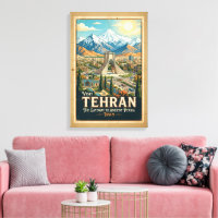 Azadi Tower & Alborz Mountains Iran Travel Poster