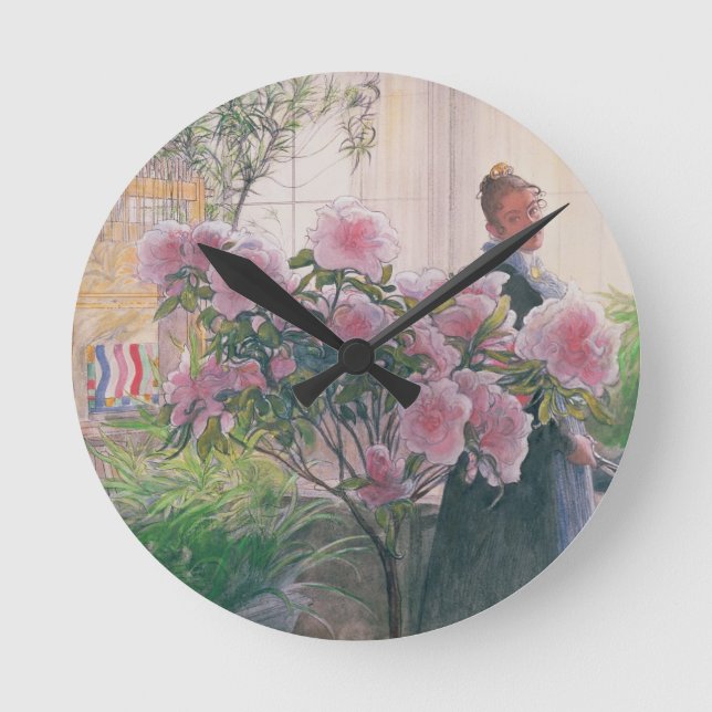 Azalea, 1906 (w/c on paper) round clock (Front)