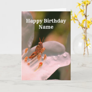 Azalea And Grasshopper Personalised Birthday Card