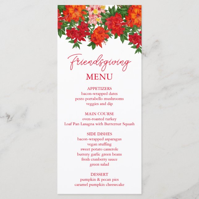 Azalea Fall Floral Friendsgiving Menu (Front)