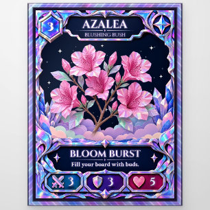 Azalea Flower, Rainbow Foil Art Postcard