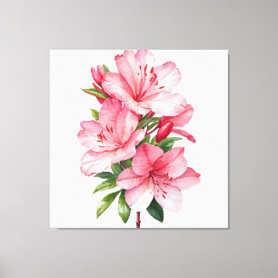 Azalea flower watercolor painting canvas print