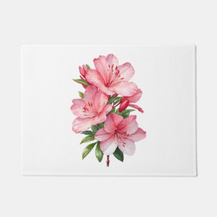 Azalea flower watercolor painting doormat
