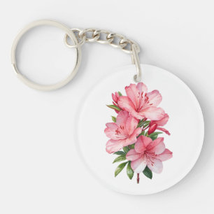 Azalea flower watercolor painting key ring