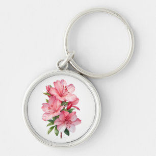 Azalea flower watercolor painting key ring