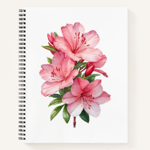 Azalea flower watercolor painting notebook